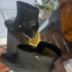 Black Ralph Lauren Shaley Calfskin Wedge Bootie- size 9B, 4'', worn only once